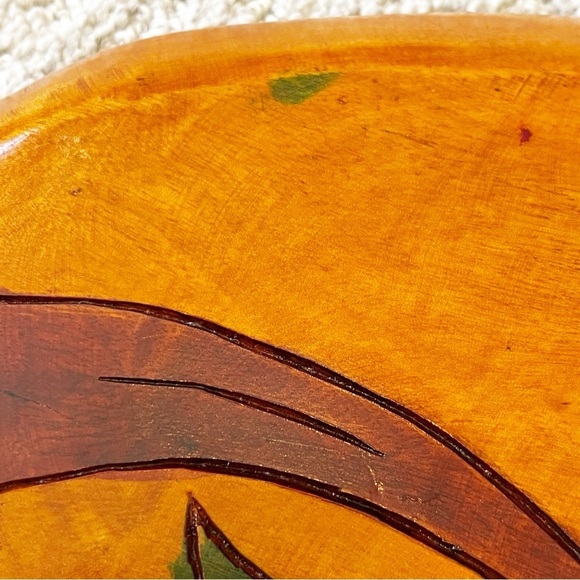 Vintage Mid Century Wooden Serving Tray Platter Boho Exotic Wood Divided Carved - Picture 11 of 15